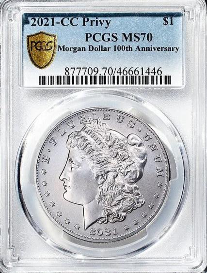 2021 CC Morgan Silver Dollar MS70 PCGS Gold Shield