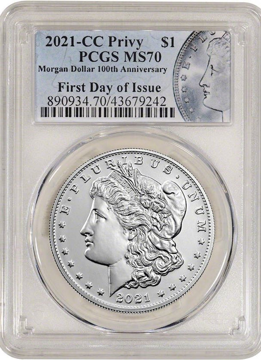 2021 Morgan Silver Dollar CC Privy MS70 PCGS - First Day of Issue [Limited]