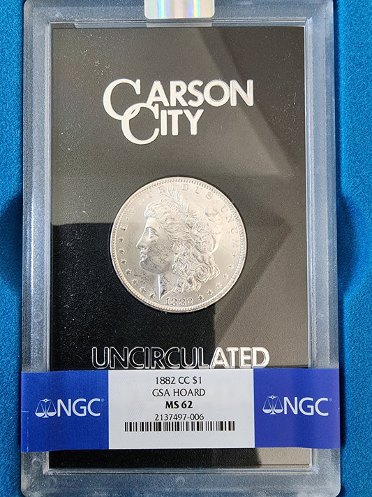 1882 CC - Morgan Silver Dollar - MS62 - GSA Hoard