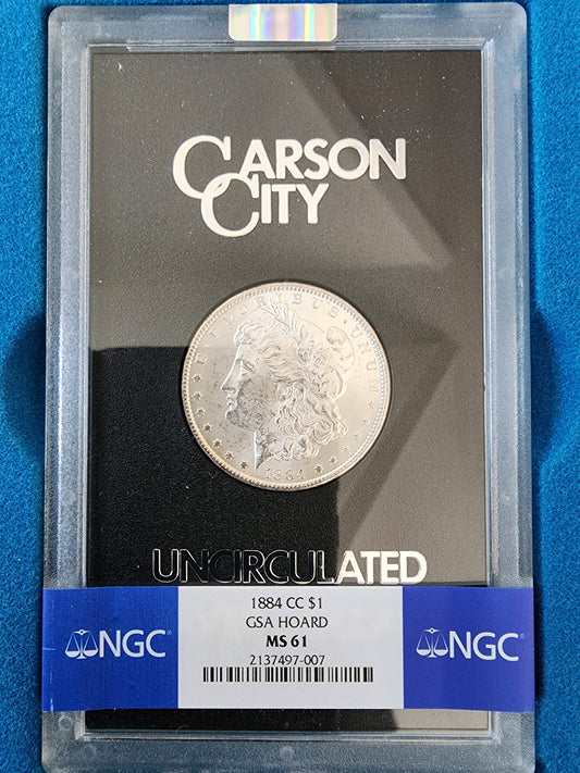 1884 CC - Morgan Silver Dollar - MS61 - GSA Hoard